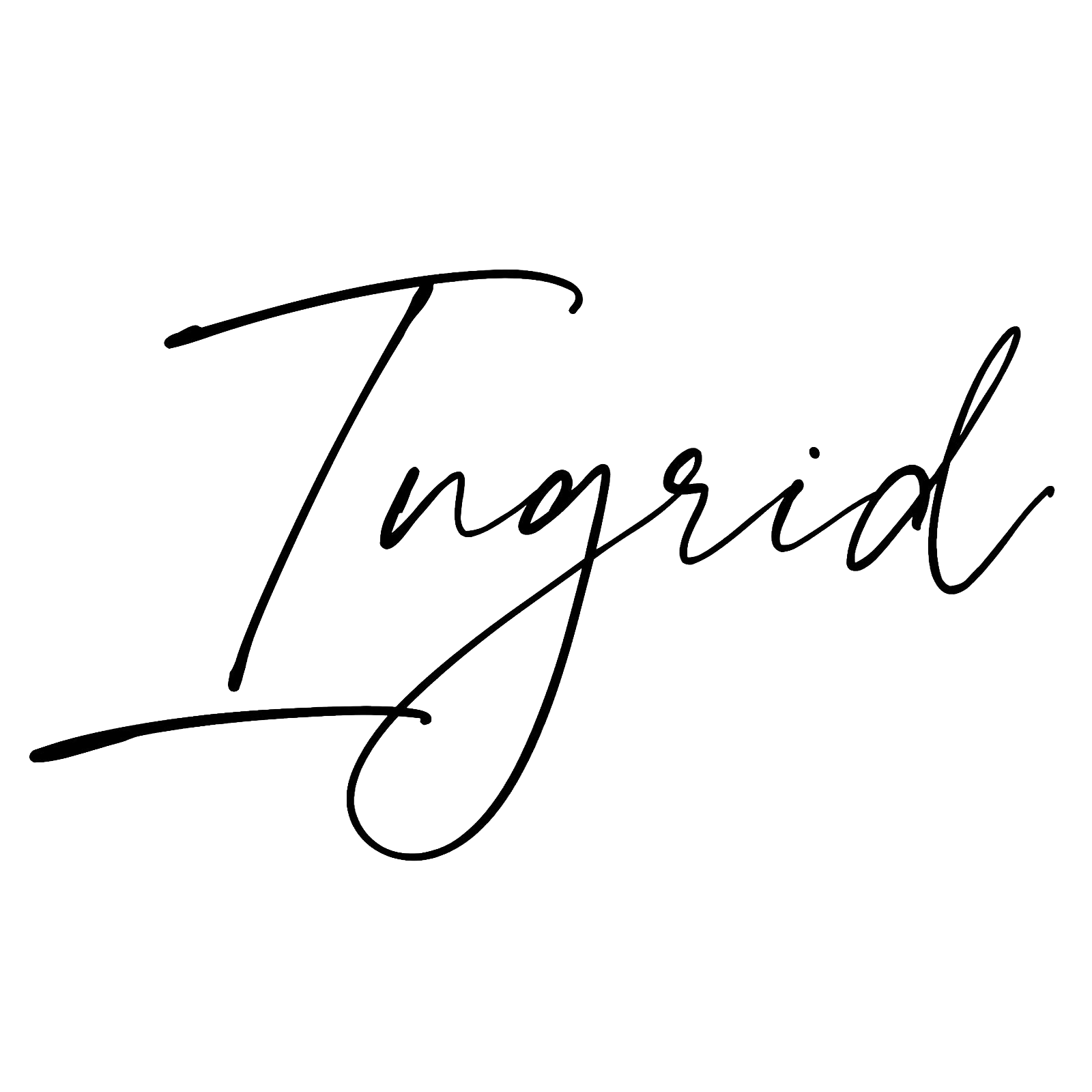 Logo d'Ingrid. Son prénom est écrit en caligraphie.